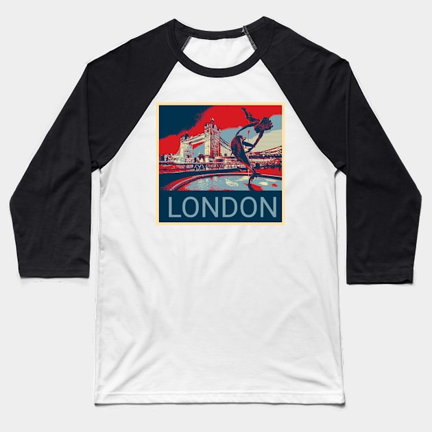 London in Shepard Fairey style 2 Baseball T-Shirt by Montanescu